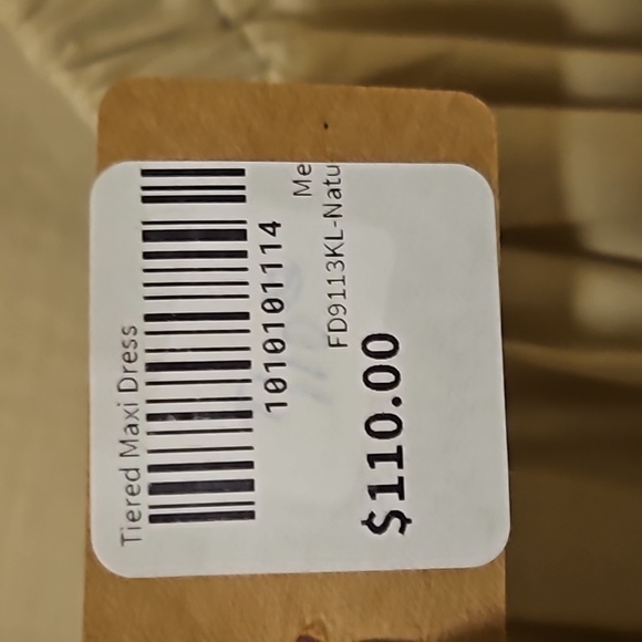 KARLIE Popline Tiered Maxie Dress  Natural Large - Picture 7 of 7